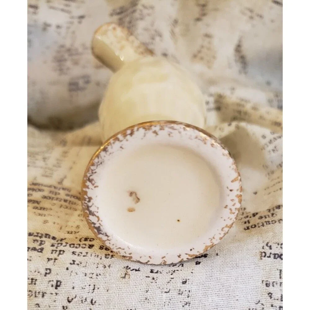 Elegant, Classic, Sophisticated  - Vintage Miniature White Pitcher w/ Gold Trim